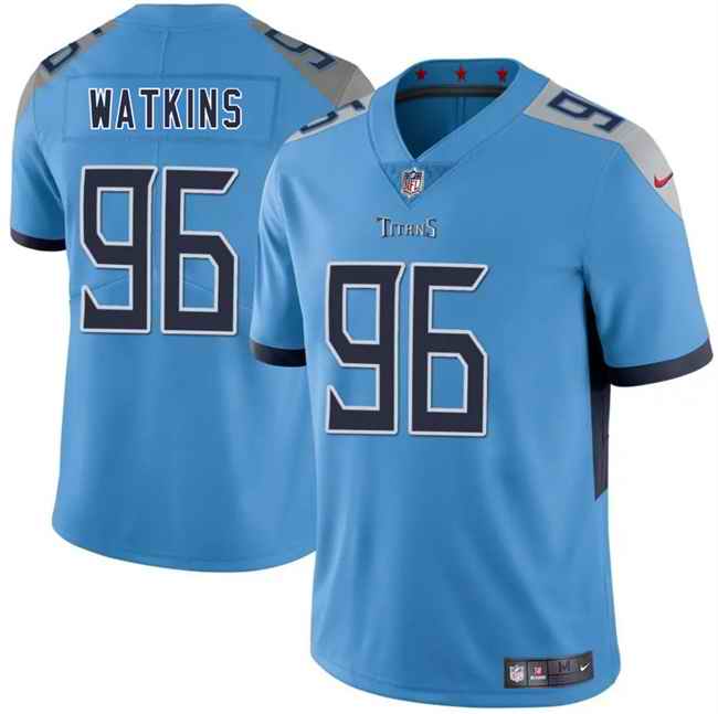 Men's Tennessee Titans #96 Carlos Watkins Blue 2025 Vapor Limited Stitched Football Jersey